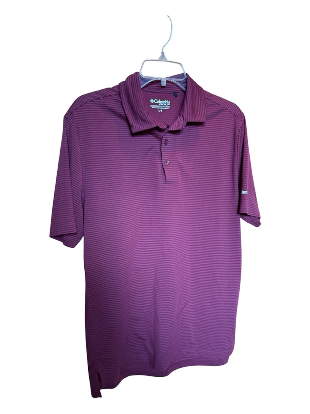 Columbia Men's Purple Striped Polo Shirt Size L